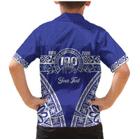 Personalised Queen Salote College Family Matching Mermaid Dress and Hawaiian Shirt Kolisi Fefine 100th Anniversary Kupesi Blue LT14 - Polynesian Pride