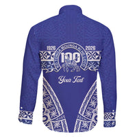 Personalised Queen Salote College Family Matching Mermaid Dress and Hawaiian Shirt Kolisi Fefine 100th Anniversary Kupesi Blue LT14 - Polynesian Pride