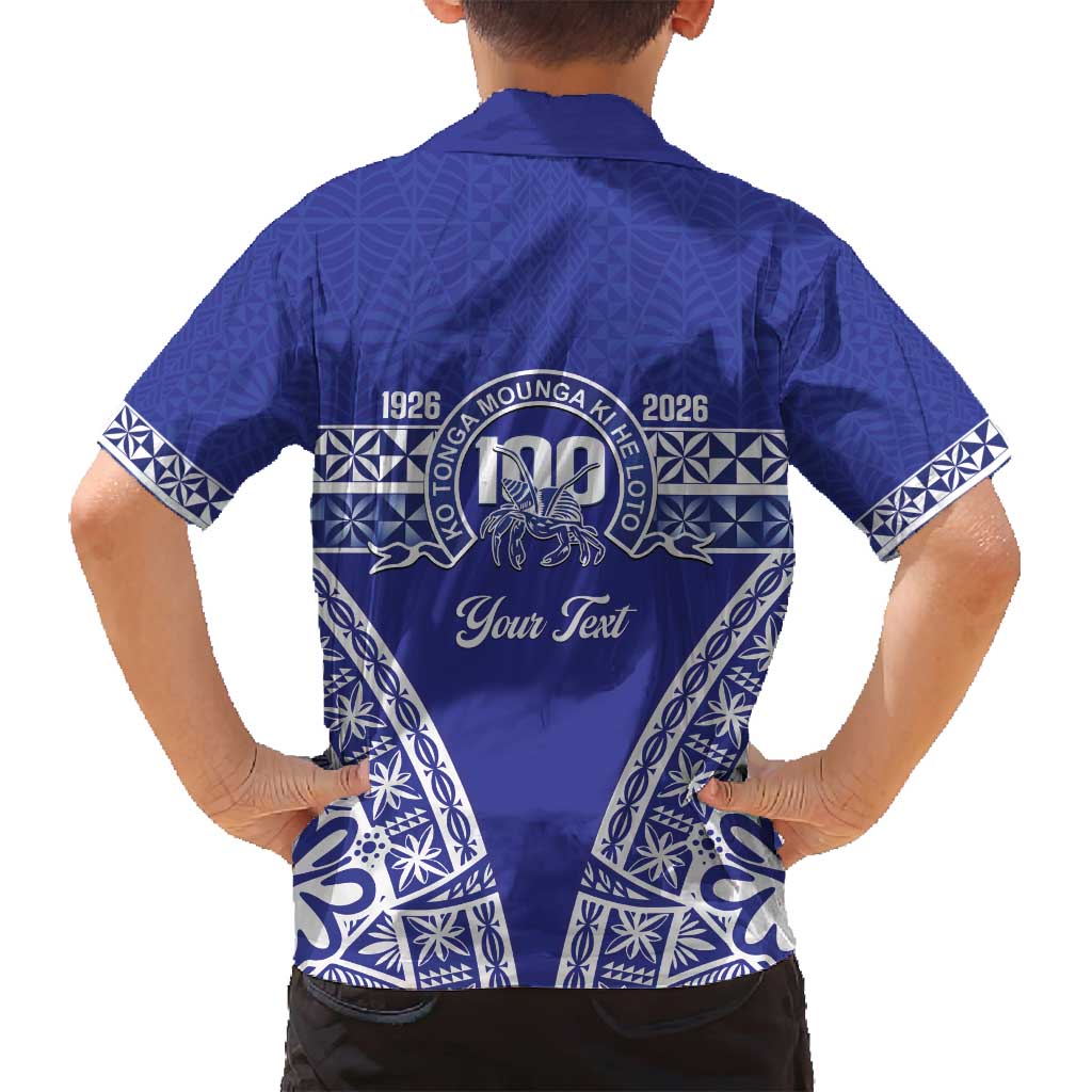 Personalised Queen Salote College Family Matching Puletasi and Hawaiian Shirt Kolisi Fefine 100th Anniversary Kupesi Blue LT14 - Polynesian Pride