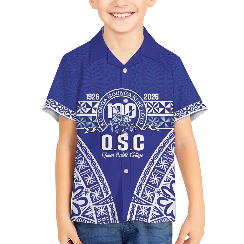 Personalised Queen Salote College Hawaiian Shirt Kolisi Fefine 100th Anniversary Kupesi Blue LT14 - Polynesian Pride