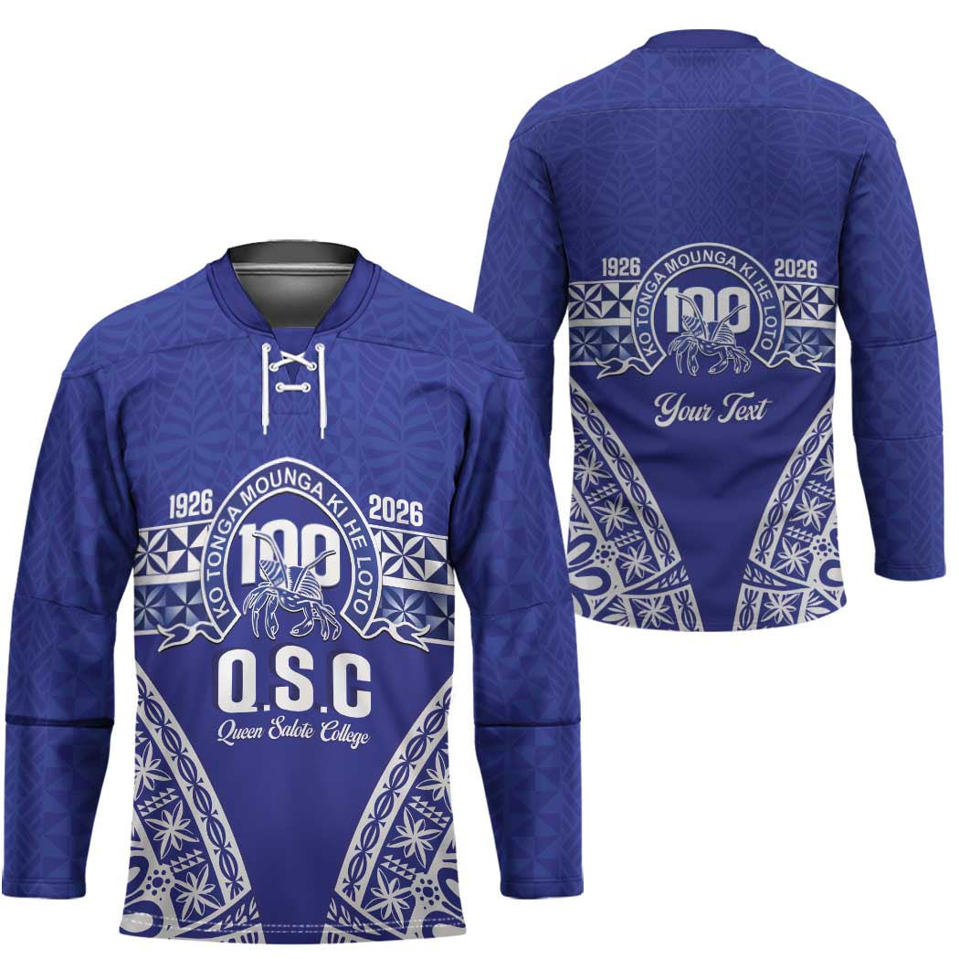 Personalised Queen Salote College Hockey Jersey Kolisi Fefine 100th Anniversary Kupesi Blue LT14 - Polynesian Pride