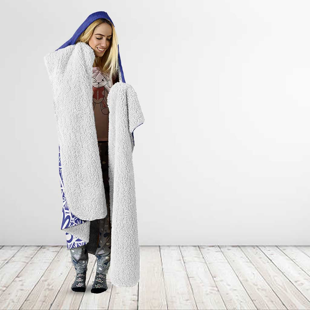Personalised Queen Salote College Hooded Blanket Kolisi Fefine 100th Anniversary Kupesi Blue - Polynesian Pride