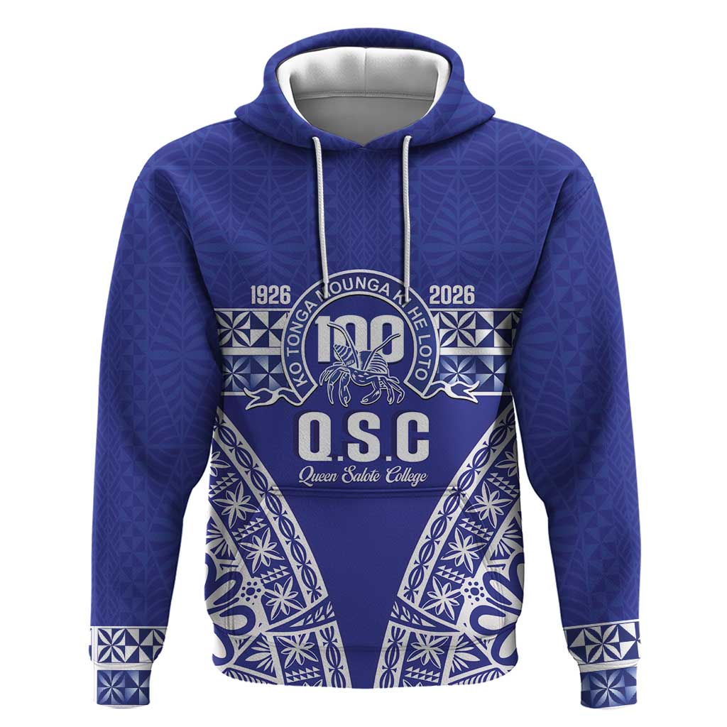 Personalised Queen Salote College Hoodie Kolisi Fefine 100th Anniversary Kupesi Blue LT14 Pullover Hoodie Blue - Polynesian Pride