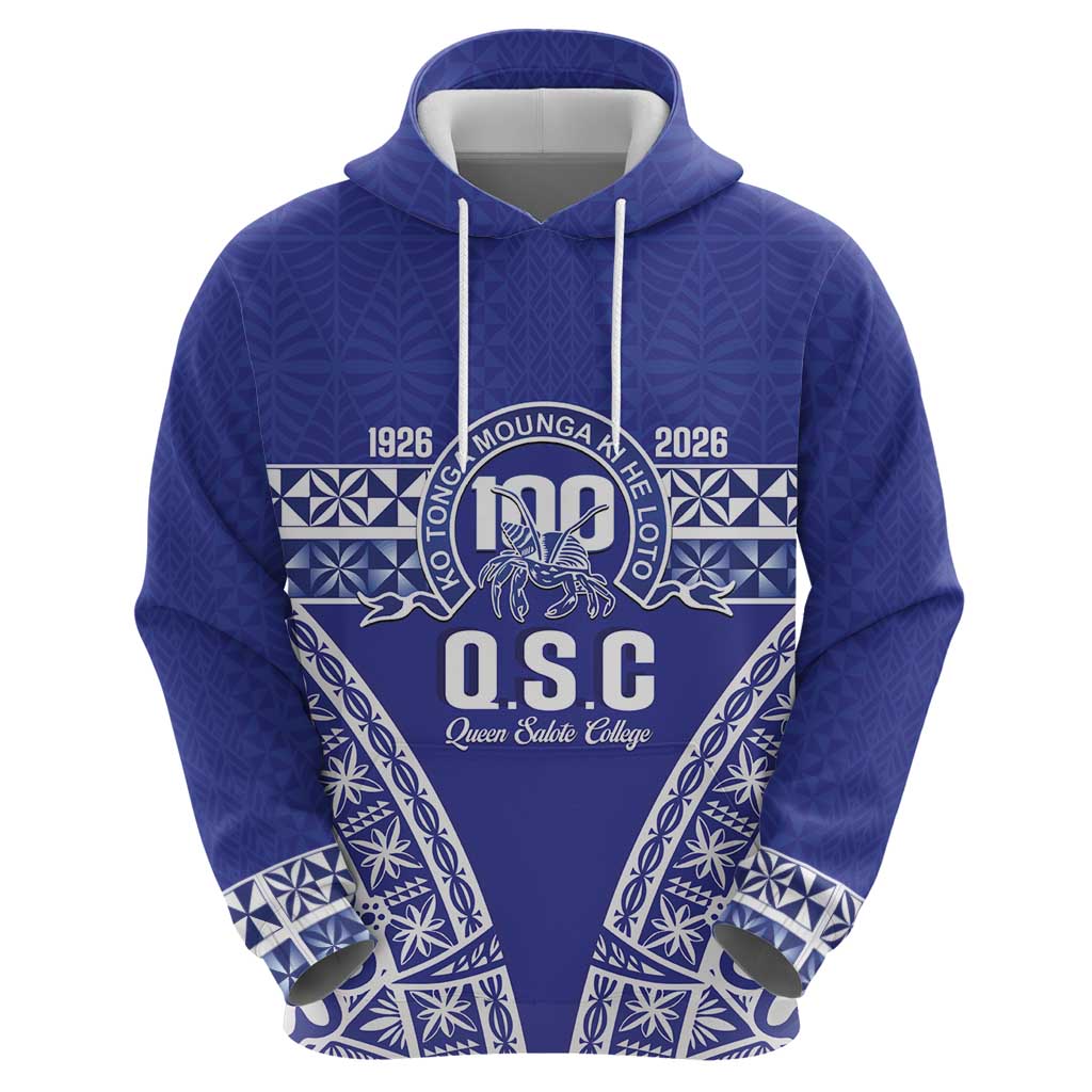 Personalised Queen Salote College Hoodie Kolisi Fefine 100th Anniversary Kupesi Blue LT14 - Polynesian Pride