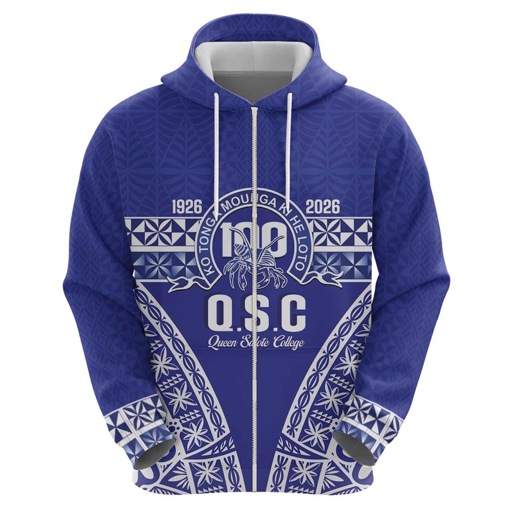 Personalised Queen Salote College Hoodie Kolisi Fefine 100th Anniversary Kupesi Blue LT14 - Polynesian Pride
