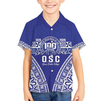 Personalised Queen Salote College Kid Hawaiian Shirt Kolisi Fefine 100th Anniversary Kupesi Blue LT14 Kid Blue - Polynesian Pride