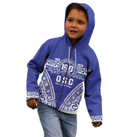 Personalised Queen Salote College Kid Hoodie Kolisi Fefine 100th Anniversary Kupesi Blue LT14 - Polynesian Pride