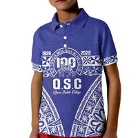 Personalised Queen Salote College Kid Polo Shirt Kolisi Fefine 100th Anniversary Kupesi Blue LT14 Kid Blue - Polynesian Pride