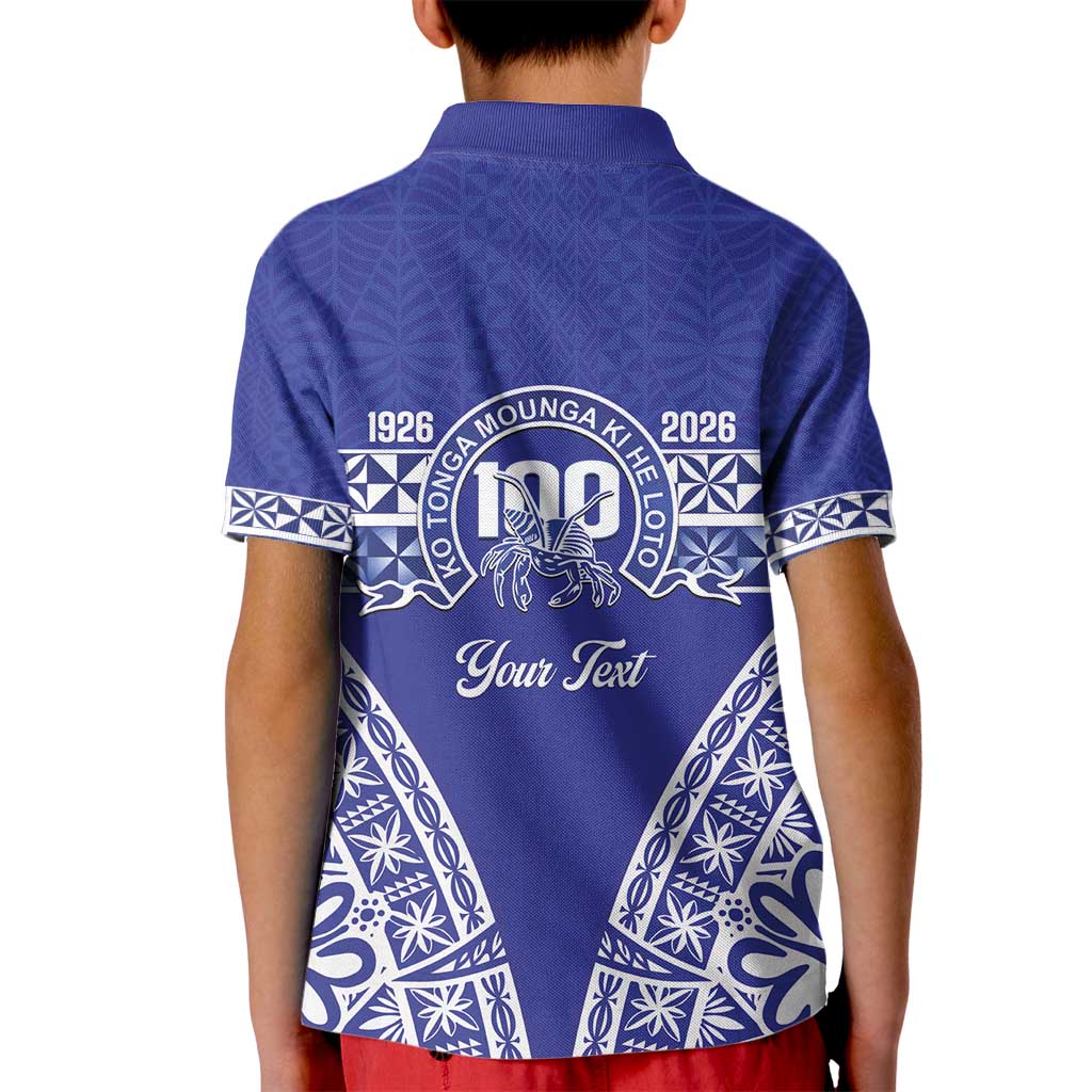 Personalised Queen Salote College Kid Polo Shirt Kolisi Fefine 100th Anniversary Kupesi Blue LT14 - Polynesian Pride