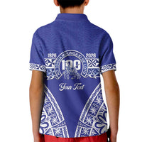 Personalised Queen Salote College Kid Polo Shirt Kolisi Fefine 100th Anniversary Kupesi Blue LT14 - Polynesian Pride
