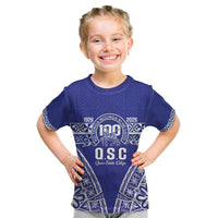 Personalised Queen Salote College Kid T Shirt Kolisi Fefine 100th Anniversary Kupesi Blue LT14 Blue - Polynesian Pride