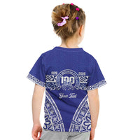 Personalised Queen Salote College Kid T Shirt Kolisi Fefine 100th Anniversary Kupesi Blue LT14 - Polynesian Pride