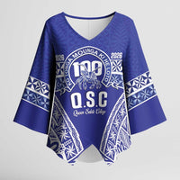 Personalised Queen Salote College Kimono Sleeve Blouse Kolisi Fefine 100th Anniversary Kupesi Blue LT14 Female Blue - Polynesian Pride