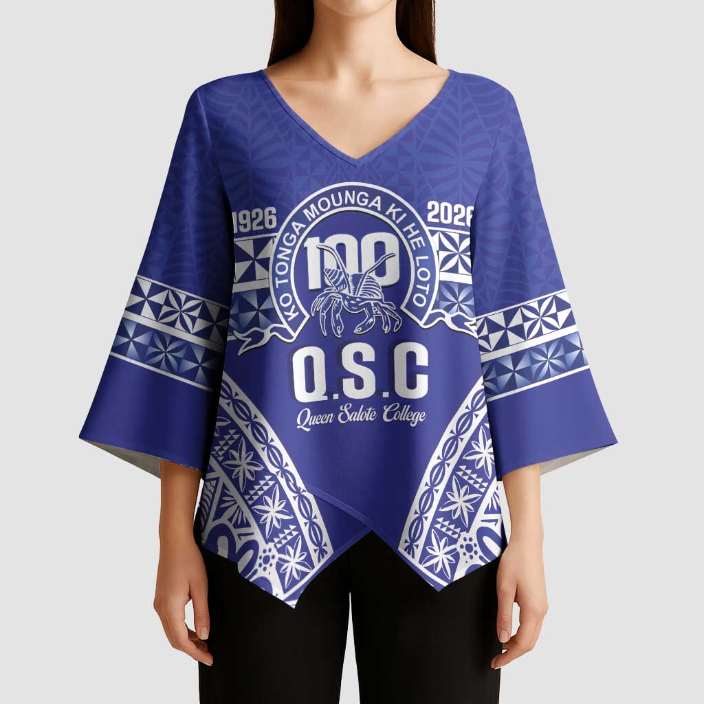 Personalised Queen Salote College Kimono Sleeve Blouse Kolisi Fefine 100th Anniversary Kupesi Blue LT14 - Polynesian Pride
