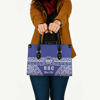 Personalised Queen Salote College Leather Bag Kolisi Fefine 100th Anniversary Kupesi Blue - Polynesian Pride