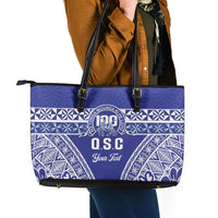 Personalised Queen Salote College Leather Tote Bag Kolisi Fefine 100th Anniversary Kupesi Blue LT14 - Polynesian Pride