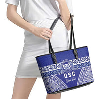 Personalised Queen Salote College Leather Tote Bag Kolisi Fefine 100th Anniversary Kupesi Blue LT14 - Polynesian Pride