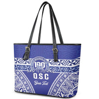 Personalised Queen Salote College Leather Tote Bag Kolisi Fefine 100th Anniversary Kupesi Blue LT14 - Polynesian Pride