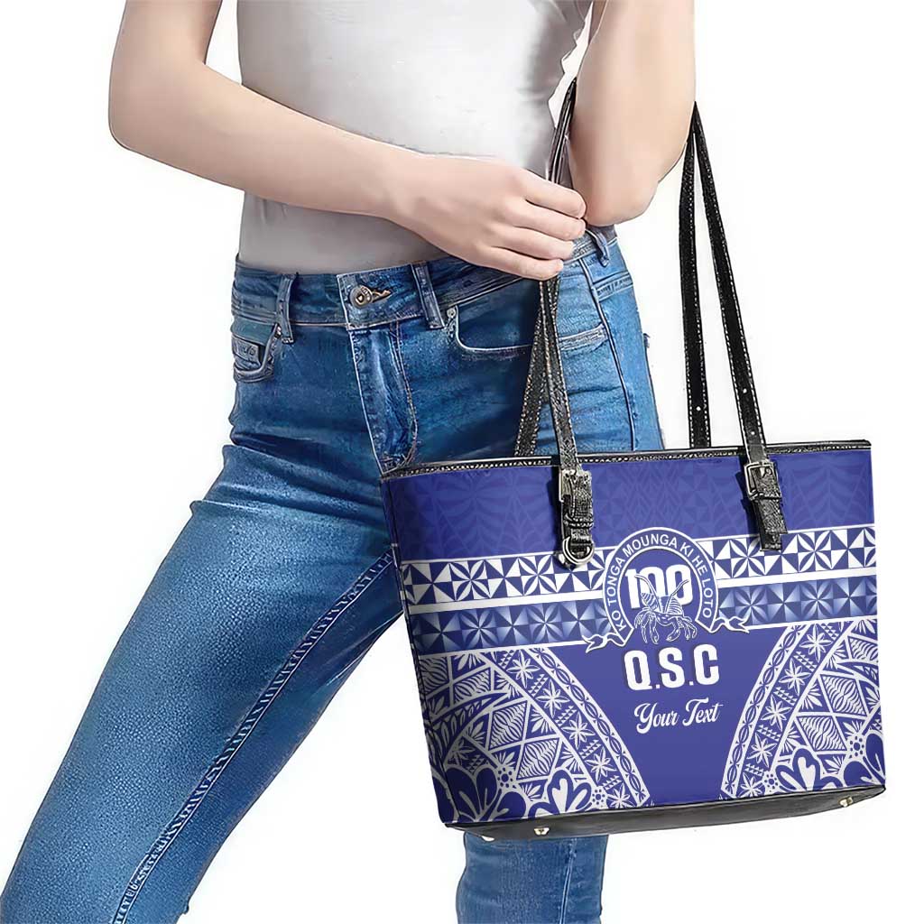 Personalised Queen Salote College Leather Tote Bag Kolisi Fefine 100th Anniversary Kupesi Blue LT14 - Polynesian Pride