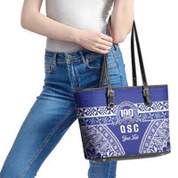 Personalised Queen Salote College Leather Tote Bag Kolisi Fefine 100th Anniversary Kupesi Blue LT14 - Polynesian Pride