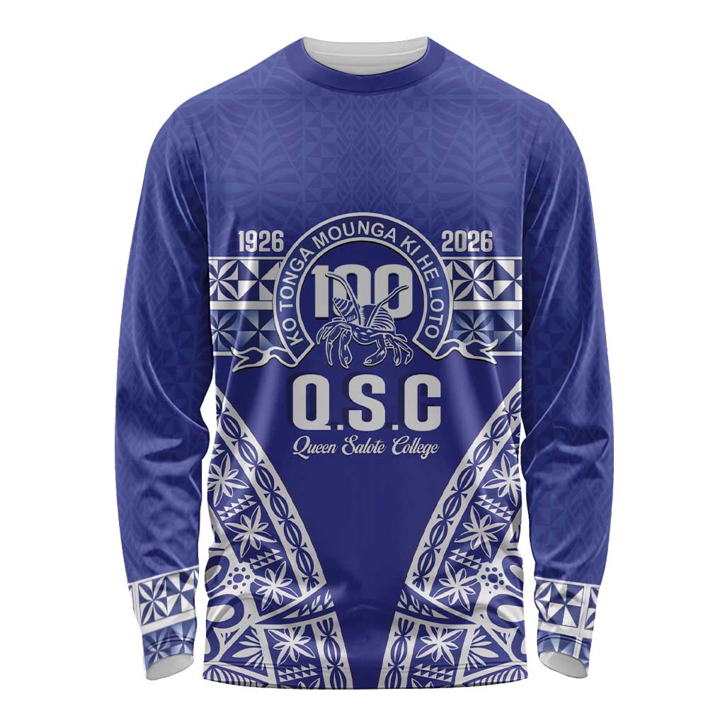 Personalised Queen Salote College Long Sleeve Shirt Kolisi Fefine 100th Anniversary Kupesi Blue LT14 Unisex Blue - Polynesian Pride