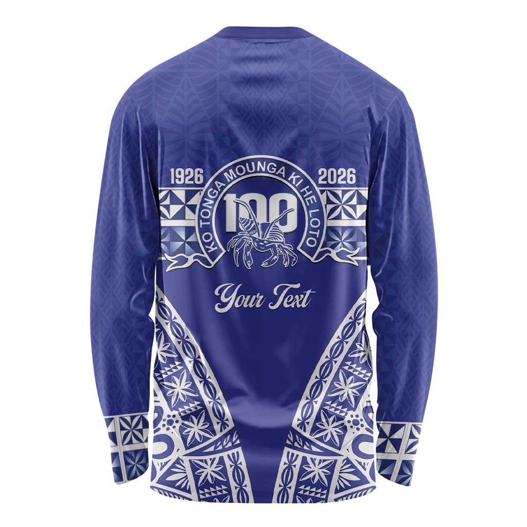 Personalised Queen Salote College Long Sleeve Shirt Kolisi Fefine 100th Anniversary Kupesi Blue LT14 - Polynesian Pride