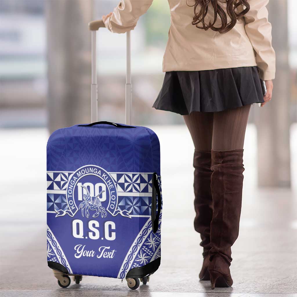 Personalised Queen Salote College Luggage Cover Kolisi Fefine 100th Anniversary Kupesi Blue LT14 - Polynesian Pride