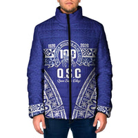 Personalised Queen Salote College Padded Jacket Kolisi Fefine 100th Anniversary Kupesi Blue LT14 Men Blue - Polynesian Pride