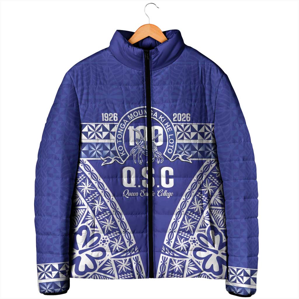 Personalised Queen Salote College Padded Jacket Kolisi Fefine 100th Anniversary Kupesi Blue LT14 - Polynesian Pride