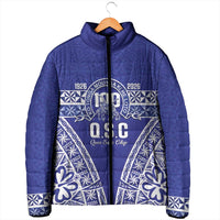 Personalised Queen Salote College Padded Jacket Kolisi Fefine 100th Anniversary Kupesi Blue LT14 - Polynesian Pride