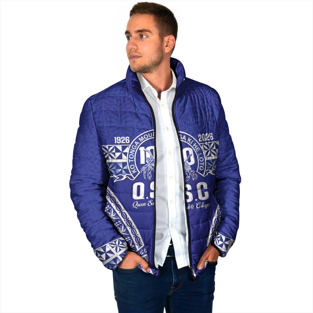 Personalised Queen Salote College Padded Jacket Kolisi Fefine 100th Anniversary Kupesi Blue LT14 - Polynesian Pride