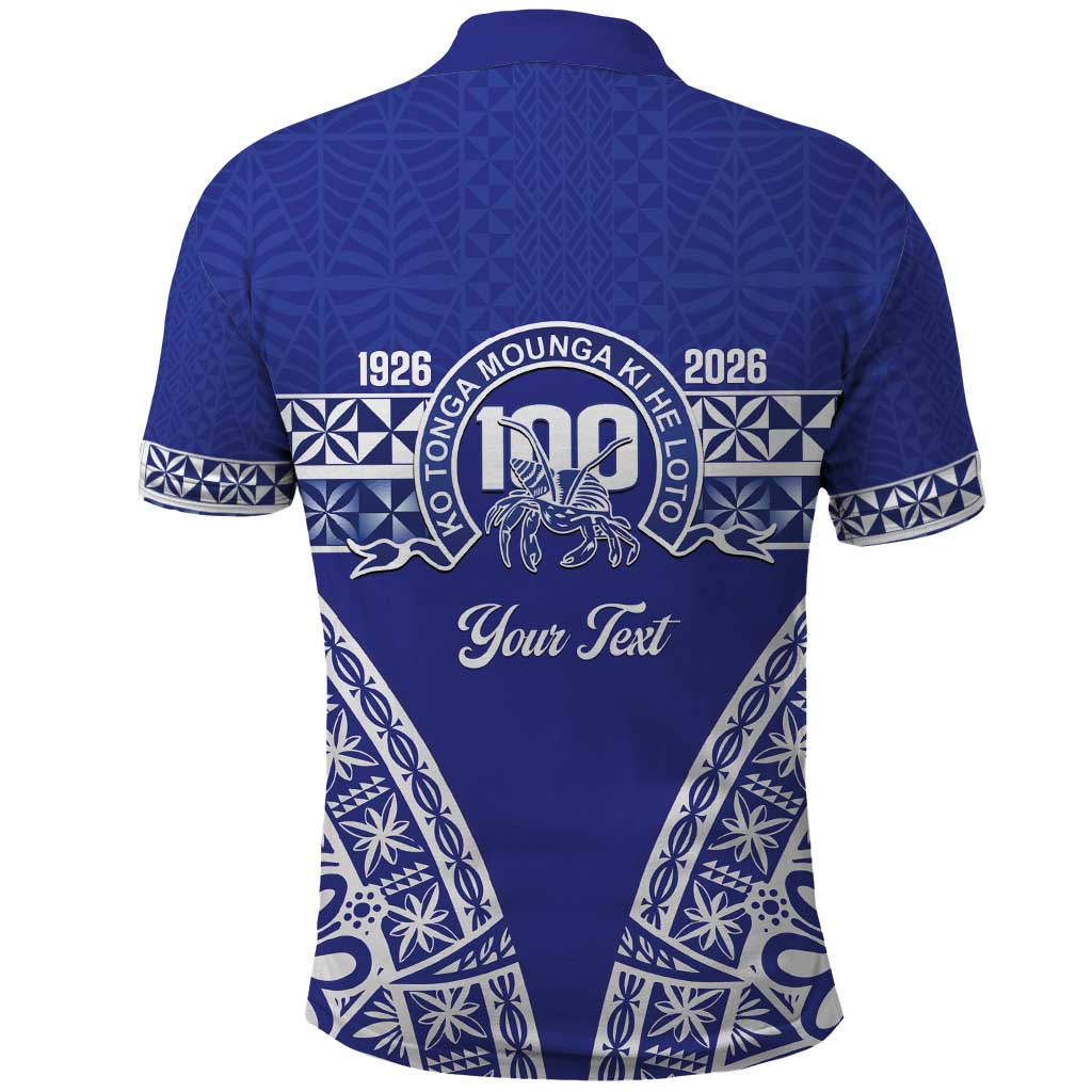 Personalised Queen Salote College Polo Shirt Kolisi Fefine 100th Anniversary Kupesi Blue LT14 - Polynesian Pride