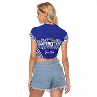 Personalised Queen Salote College Raglan Cropped T Shirt Kolisi Fefine 100th Anniversary Kupesi Blue LT14 - Polynesian Pride