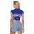Personalised Queen Salote College Raglan Cropped T Shirt Kolisi Fefine 100th Anniversary Kupesi Blue - Polynesian Pride