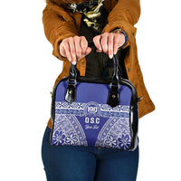 Personalised Queen Salote College Shoulder Handbag Kolisi Fefine 100th Anniversary Kupesi Blue - Polynesian Pride