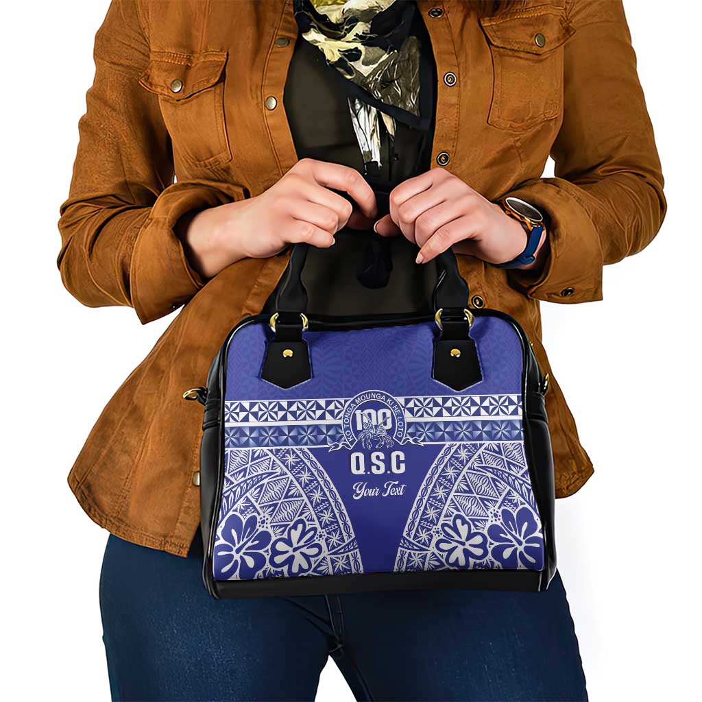 Personalised Queen Salote College Shoulder Handbag Kolisi Fefine 100th Anniversary Kupesi Blue - Polynesian Pride