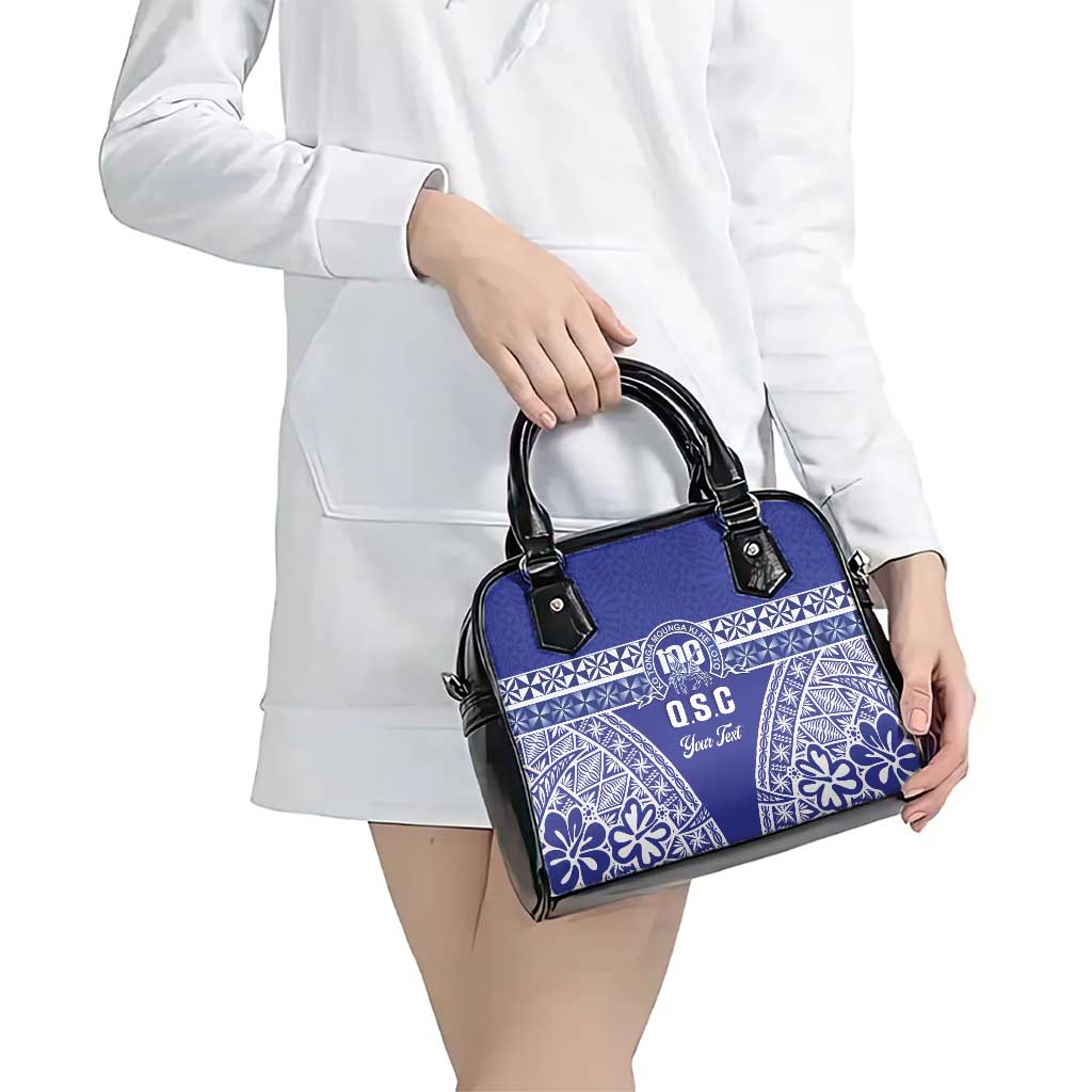 Personalised Queen Salote College Shoulder Handbag Kolisi Fefine 100th Anniversary Kupesi Blue - Polynesian Pride