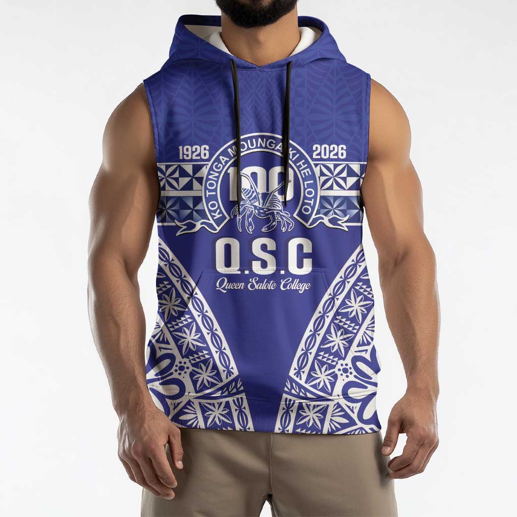 Personalised Queen Salote College Sleeveless Hoodie Kolisi Fefine 100th Anniversary Kupesi Blue LT14 - Polynesian Pride