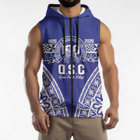 Personalised Queen Salote College Sleeveless Zip Hoodie Kolisi Fefine 100th Anniversary Kupesi Blue LT14 - Polynesian Pride