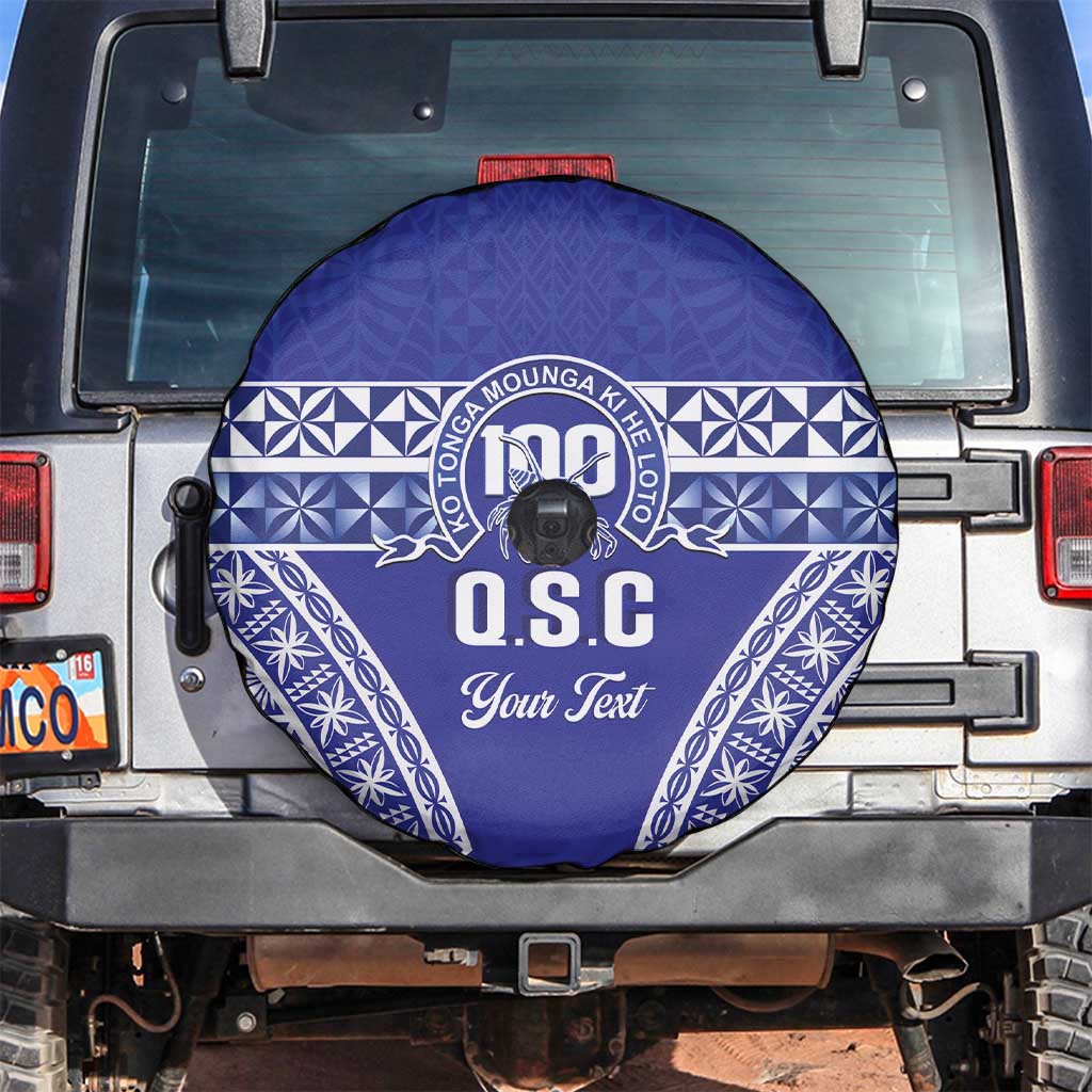Personalised Queen Salote College Spare Tire Cover Kolisi Fefine 100th Anniversary Kupesi Blue LT14 Blue - Polynesian Pride