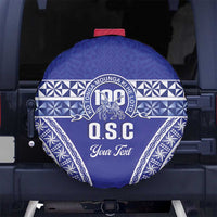 Personalised Queen Salote College Spare Tire Cover Kolisi Fefine 100th Anniversary Kupesi Blue LT14 No hole Blue - Polynesian Pride