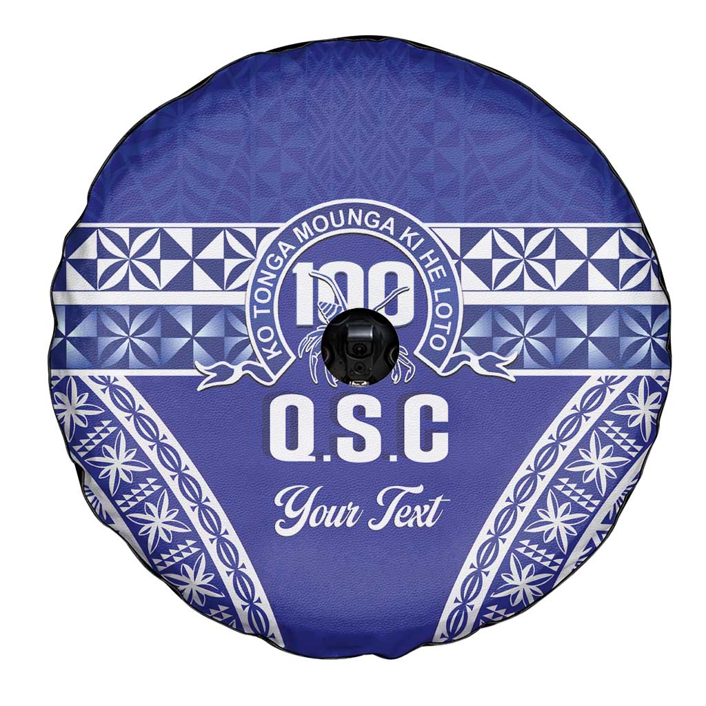 Personalised Queen Salote College Spare Tire Cover Kolisi Fefine 100th Anniversary Kupesi Blue LT14 - Polynesian Pride