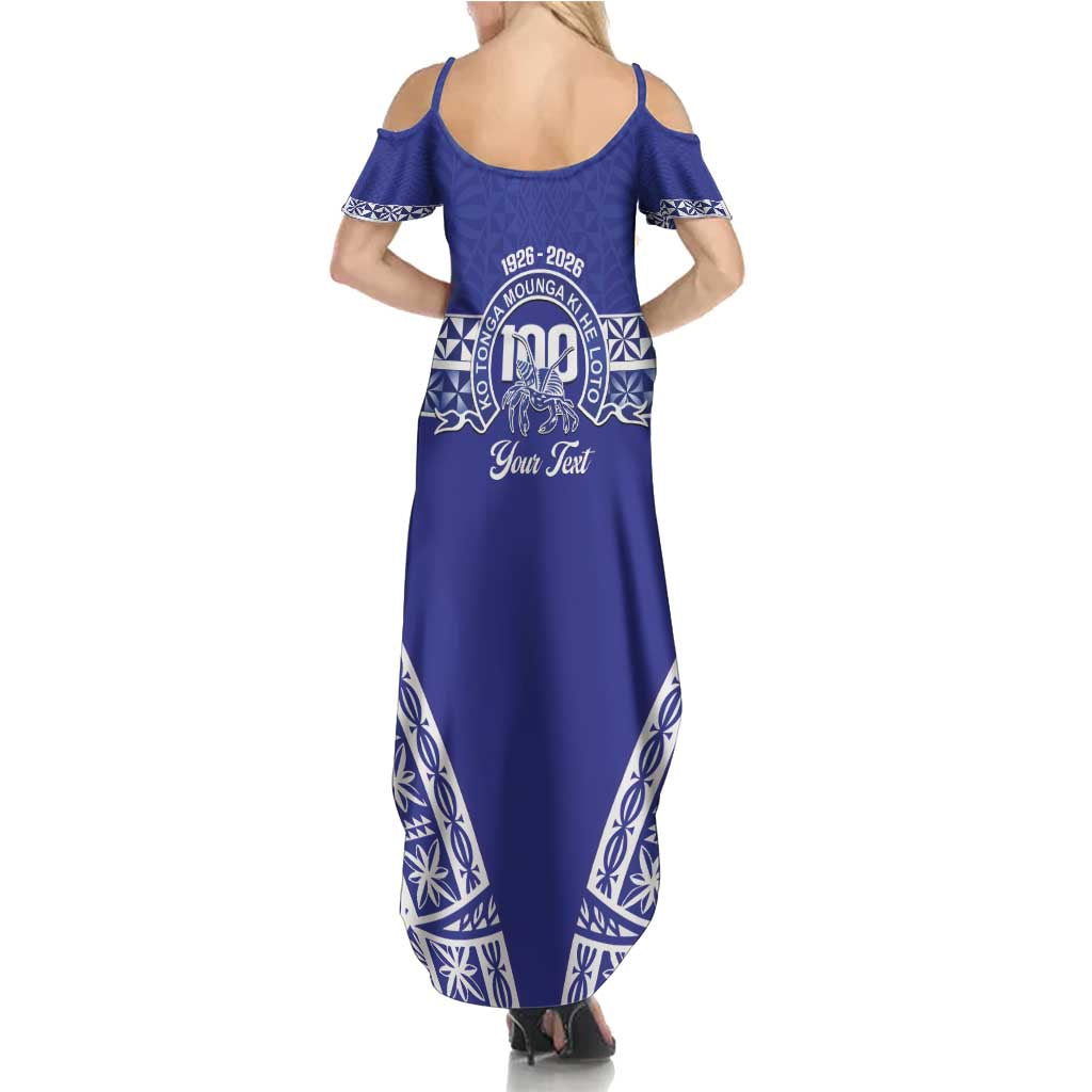 Personalised Queen Salote College Summer Maxi Dress Kolisi Fefine 100th Anniversary Kupesi Blue LT14 - Polynesian Pride