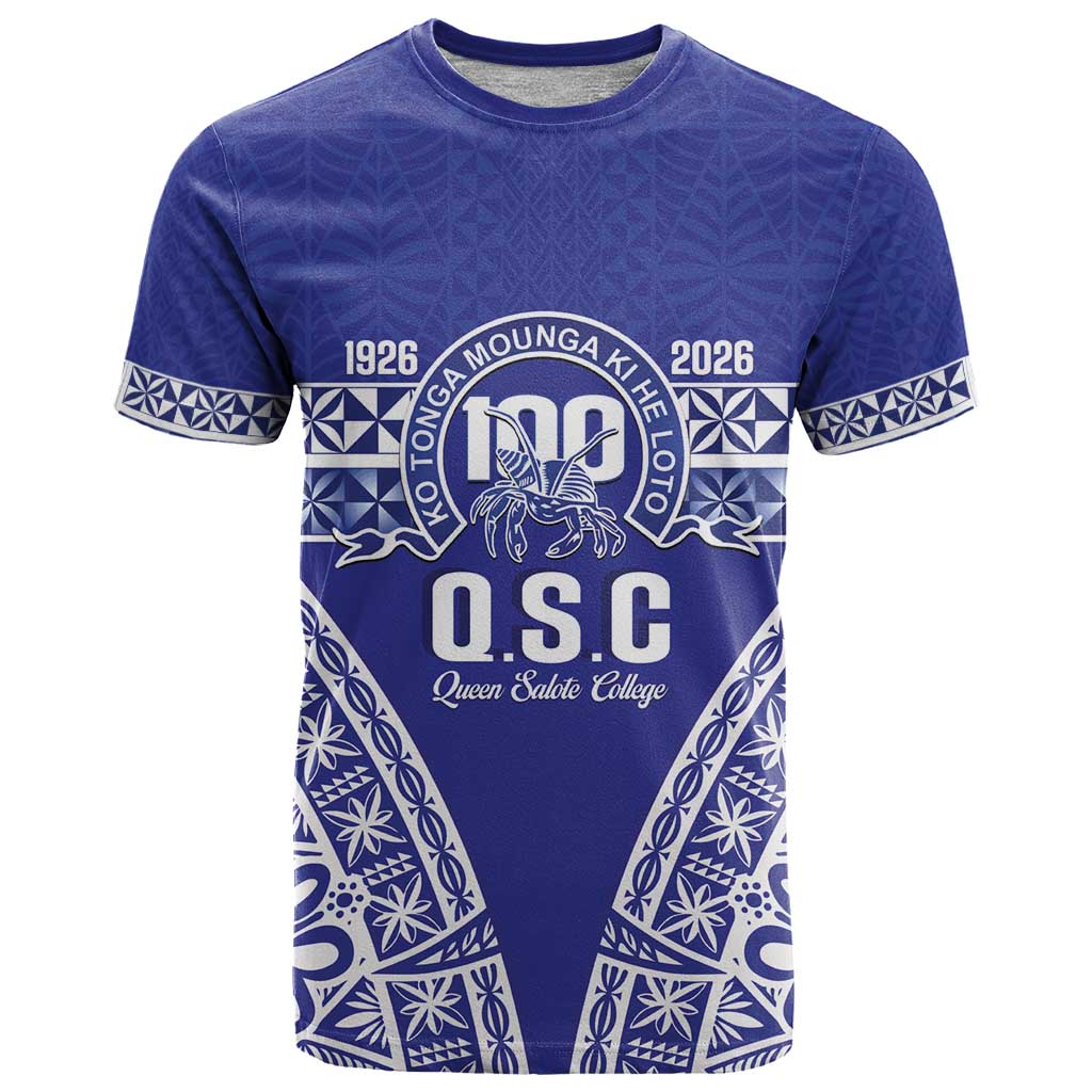 Personalised Queen Salote College T Shirt Kolisi Fefine 100th Anniversary Kupesi Blue LT14 Blue - Polynesian Pride
