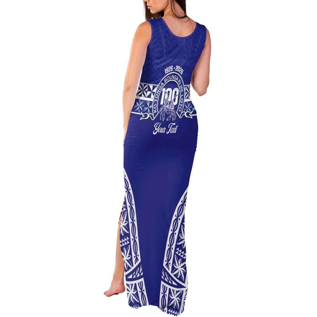 Personalised Queen Salote College Tank Maxi Dress Kolisi Fefine 100th Anniversary Kupesi Blue LT14 - Polynesian Pride