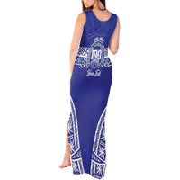 Personalised Queen Salote College Tank Maxi Dress Kolisi Fefine 100th Anniversary Kupesi Blue LT14 - Polynesian Pride
