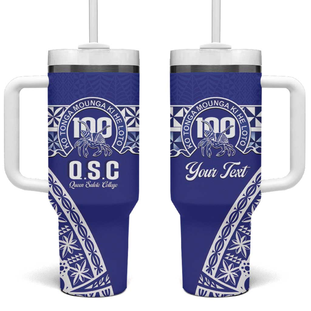 Personalised Queen Salote College Tumbler With Handle Kolisi Fefine 100th Anniversary Kupesi Blue LT14 One Size: 40 oz Blue - Polynesian Pride