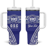 Personalised Queen Salote College Tumbler With Handle Kolisi Fefine 100th Anniversary Kupesi Blue LT14 One Size: 40 oz Blue - Polynesian Pride