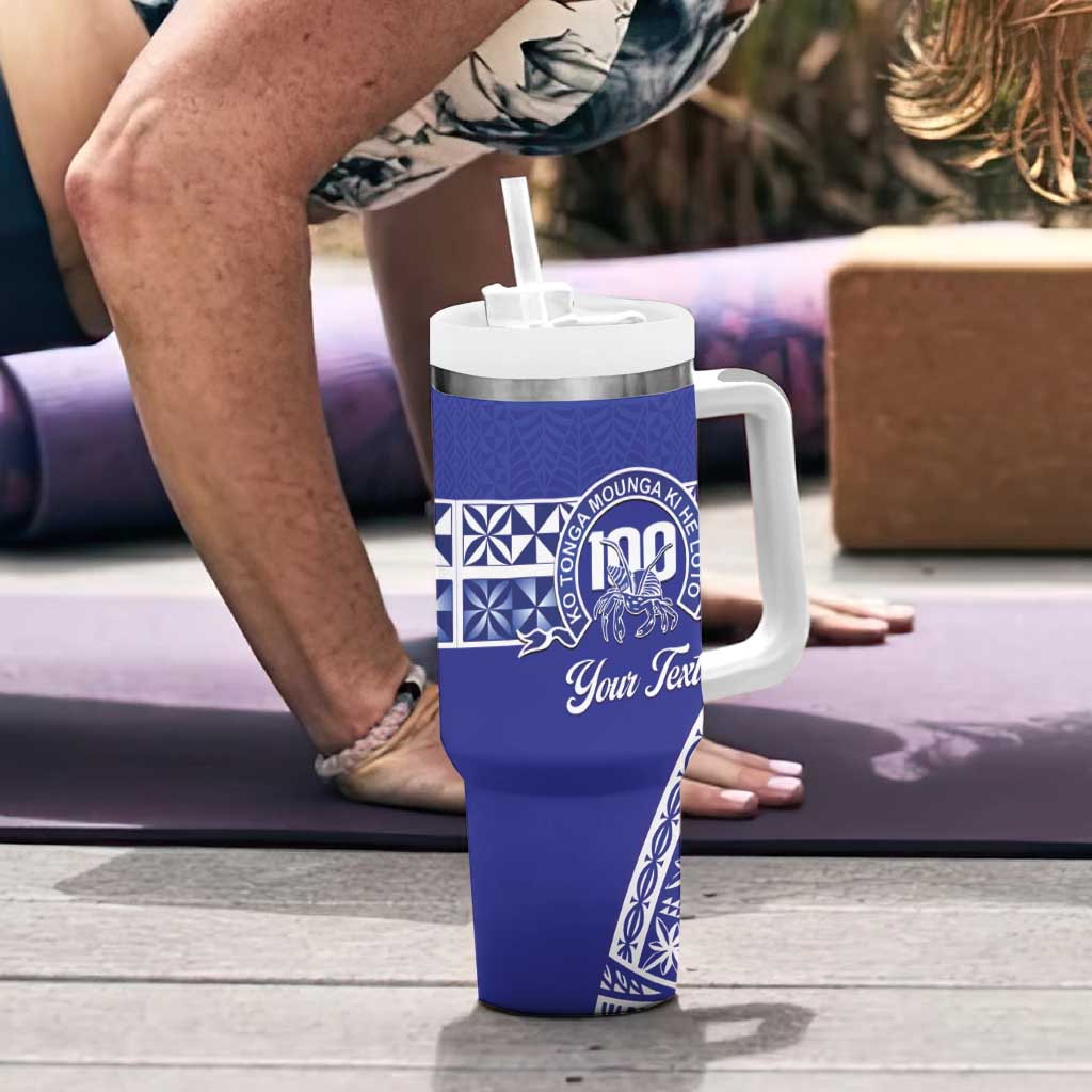 Personalised Queen Salote College Tumbler With Handle Kolisi Fefine 100th Anniversary Kupesi Blue LT14 - Polynesian Pride