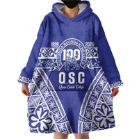 Personalised Queen Salote College Wearable Blanket Hoodie Kolisi Fefine 100th Anniversary Kupesi Blue LT14 - Polynesian Pride